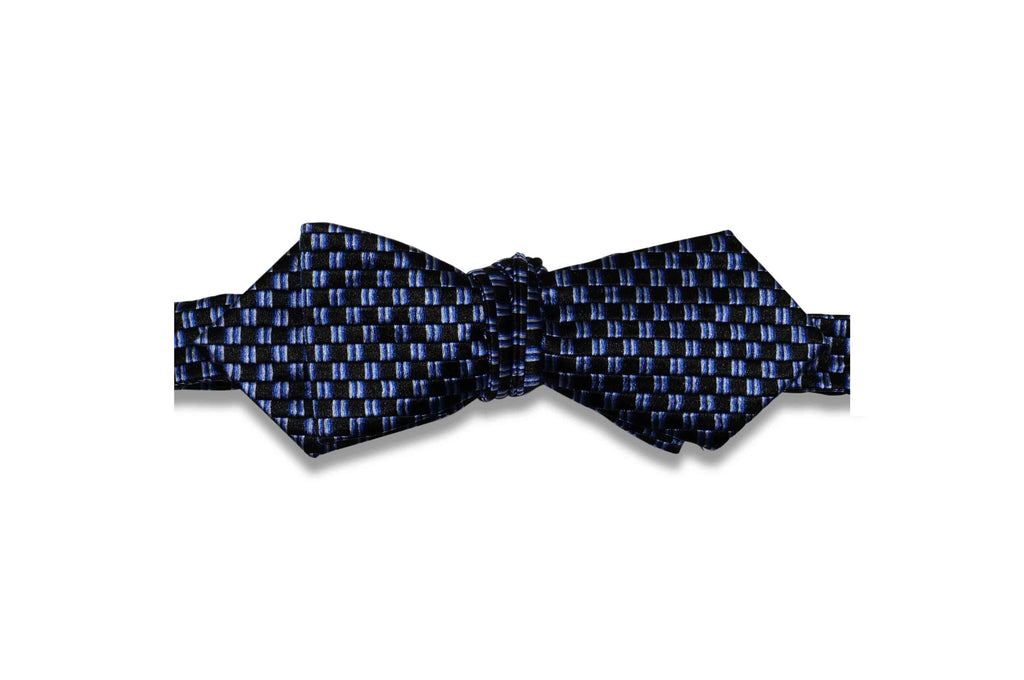 Checker Blue Silk Bow Tie (Self-Tie)