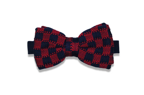 Checkers Blue Knitted Bow Tie (pre-tied)