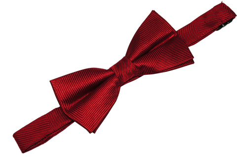 Cherry Red Herringbone Silk Bow Tie (Boys)