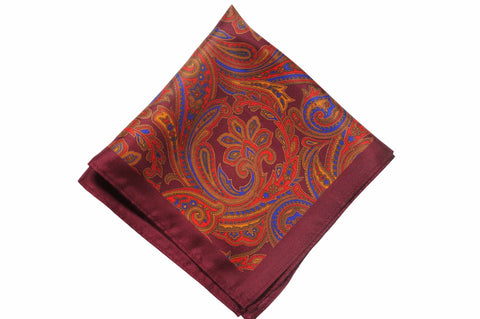 Colchester Burgundy Silk Pocket Square