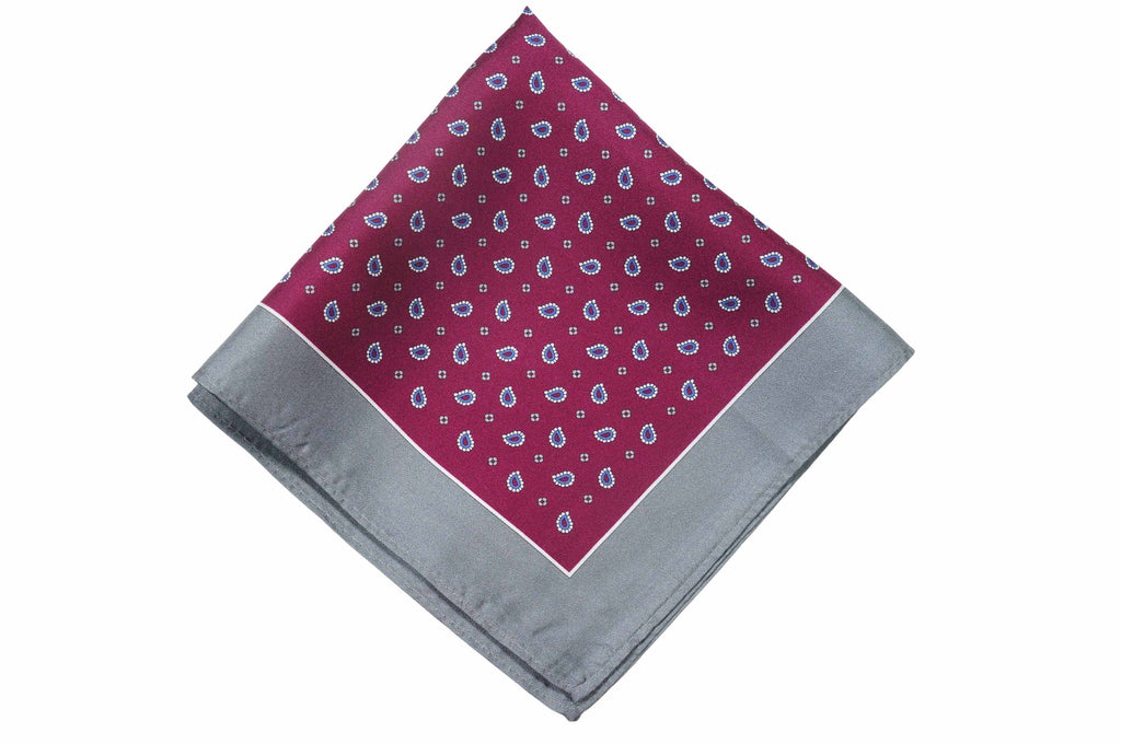 Colchester Grey Silk Pocket Square