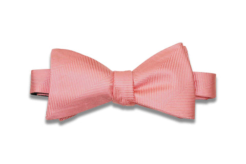 Coral Herringbone Silk Bow Tie (Self-Tie)