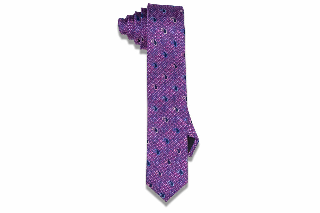 Crayon Paisley Purple Silk Skinny Tie