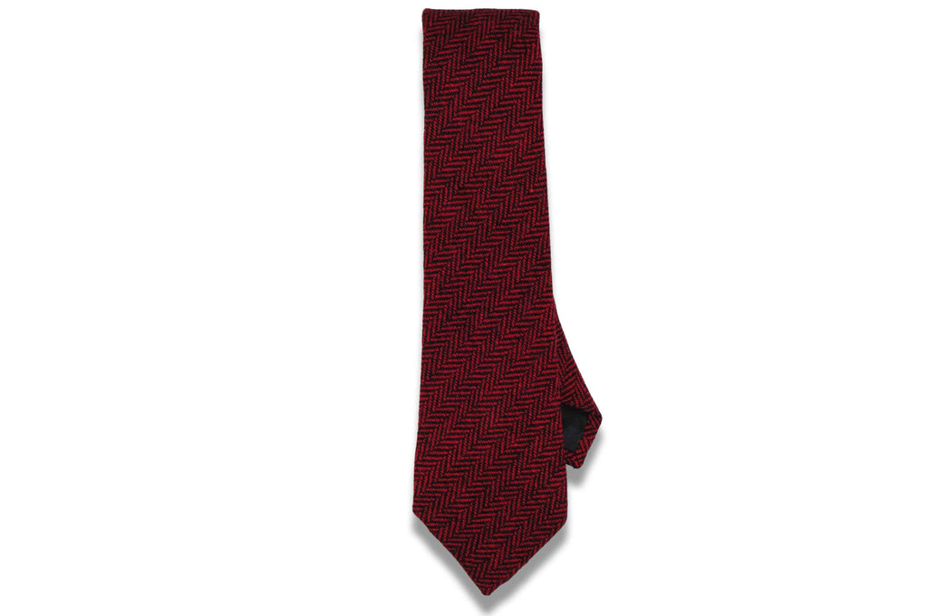 Crimson Red Wool Skinny Tie