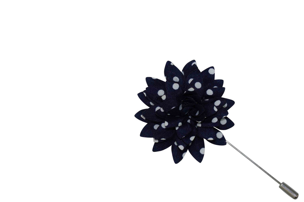 Dark Navy Dots Lapel Flower