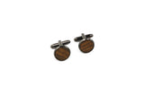 Dark Stain Circle Wood Cufflinks