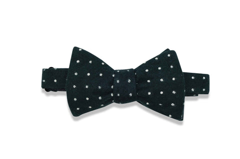 Deep Green Dotted Cotton Bow Tie (self-tie)
