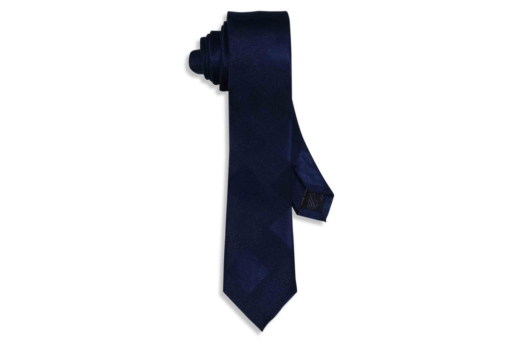 Double Blue Blocks Skinny Tie