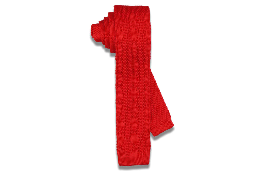 Flash Red Knitted Skinny Tie