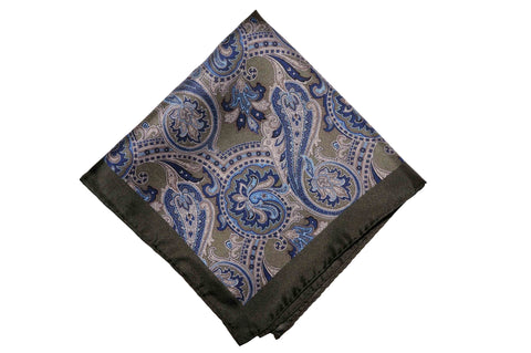 Fredmond Olive Silk Pocket Square