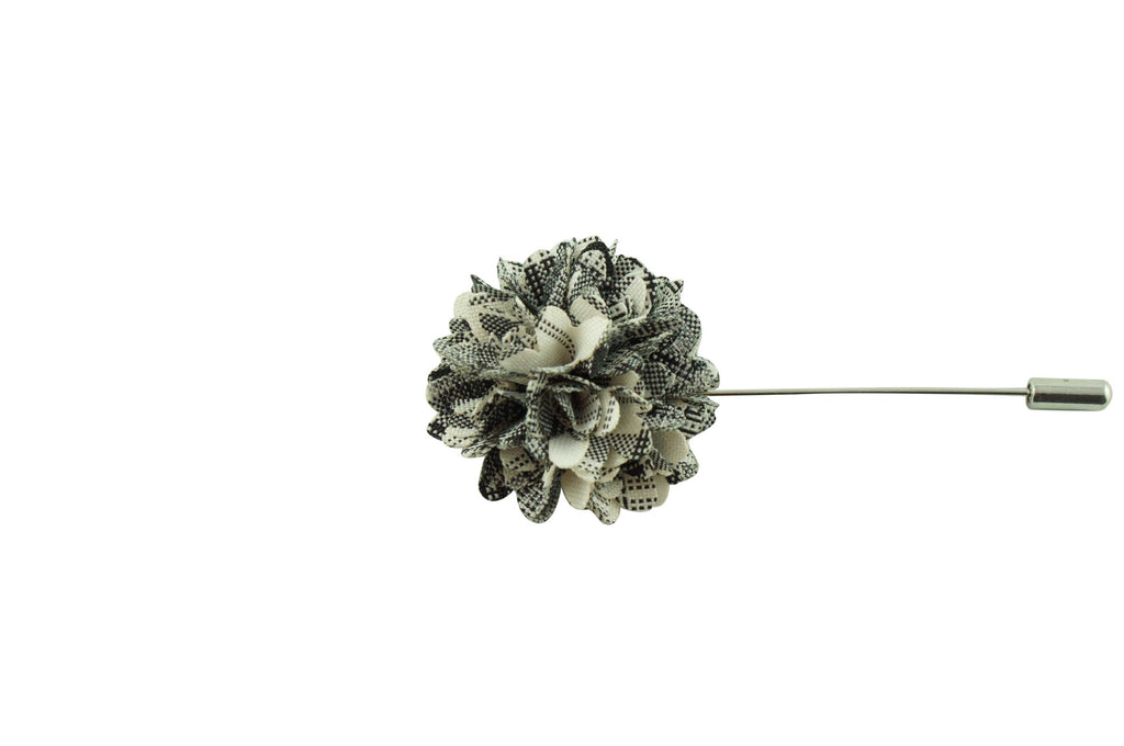 Full Petal Black White Lapel Flower