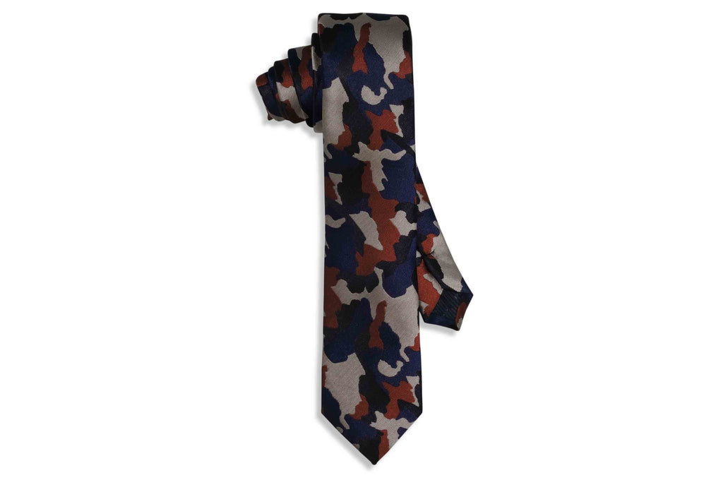 Gold Blue Camo Skinny Tie