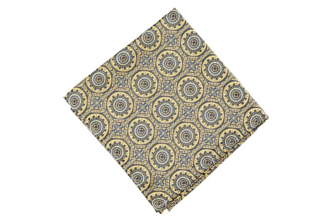 Gold Medallion Silk Pocket Square