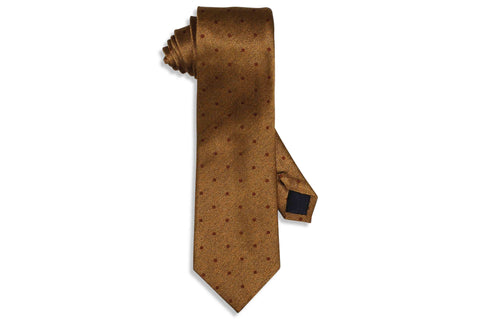 Golden Brown Dots Silk Tie