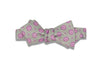 Gray Purple Flowers Silk Bow Tie (self-tie)