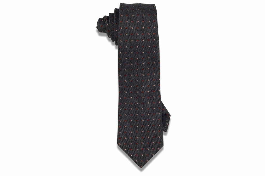 Gray Stitched Wool Tie