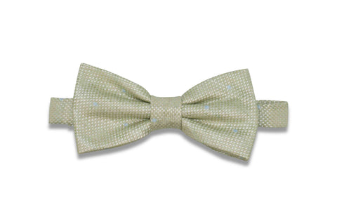 Green Dotted Linen Bow Tie (Pre-Tied)