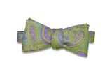 Green Edge Paisley Silk Bow Tie (self-tie)