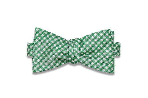 Green Gingham Silk Bow Tie (Self-Tie)