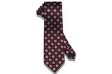 Grey Medallion Flowers Silk Tie