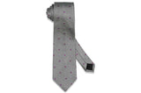 Grey Purple Flowers Silk Tie
