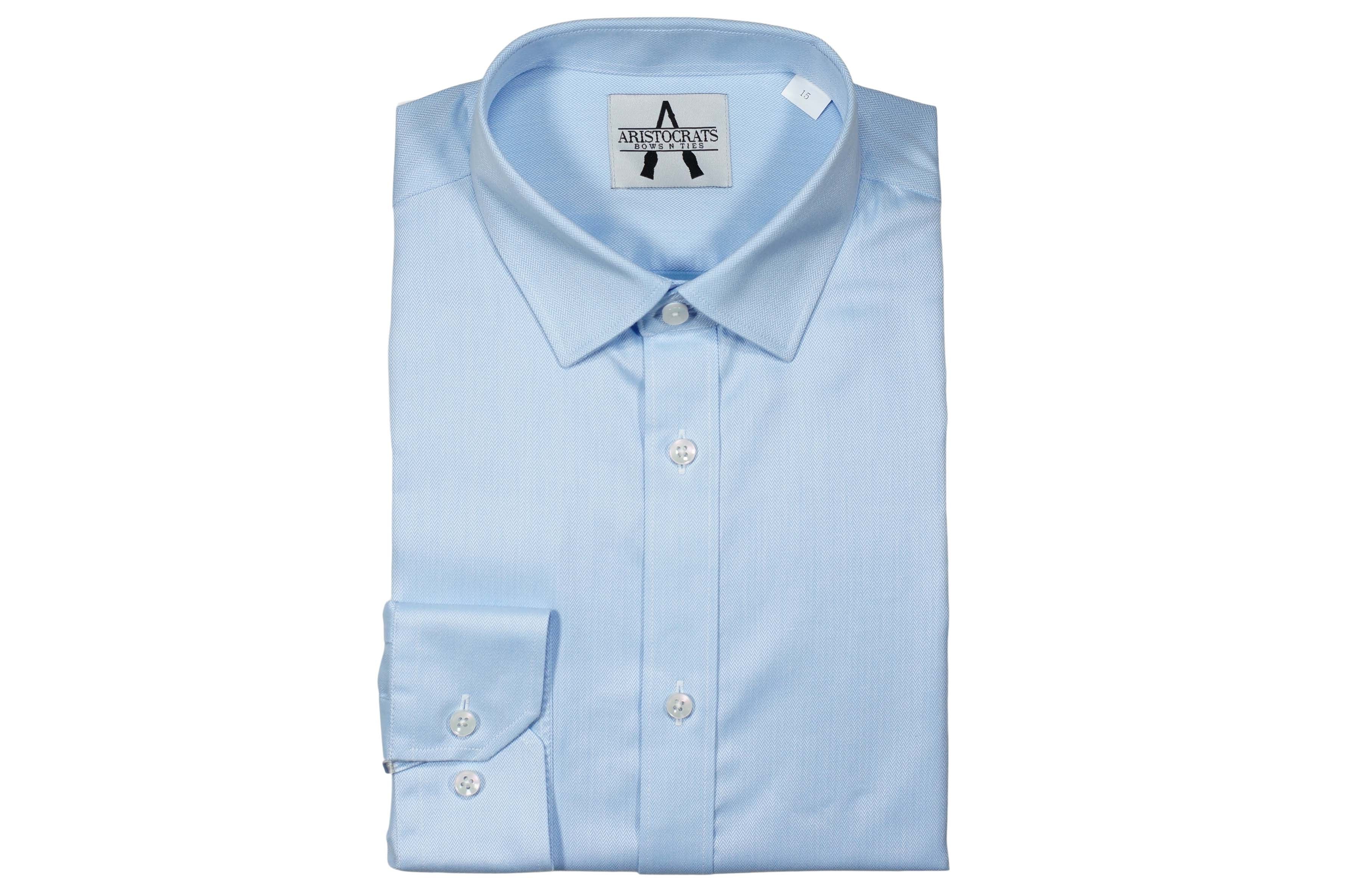 Herringbone Light Blue Dress Shirt Aristocrats Bows N Ties