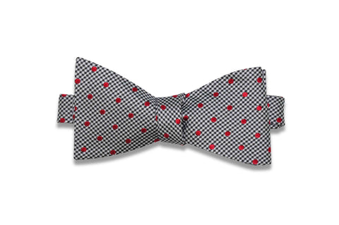 Houndstooth Red Silk Bow Tie (self-tie)