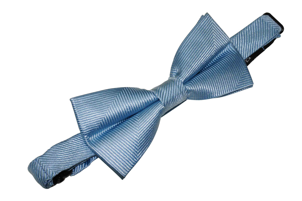 Light Blue Herringbone Silk Bow Tie (Boys)