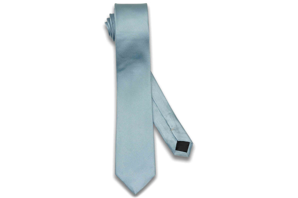 Light Blue Herringbone Silk Skinny Tie