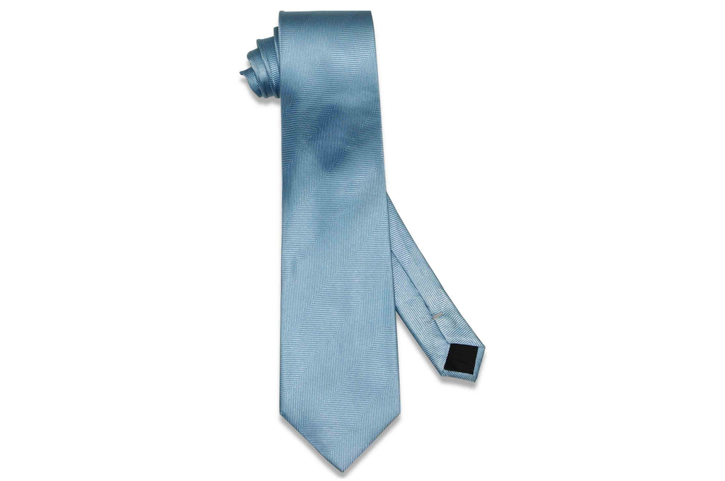 Light Blue Herringbone Silk Tie