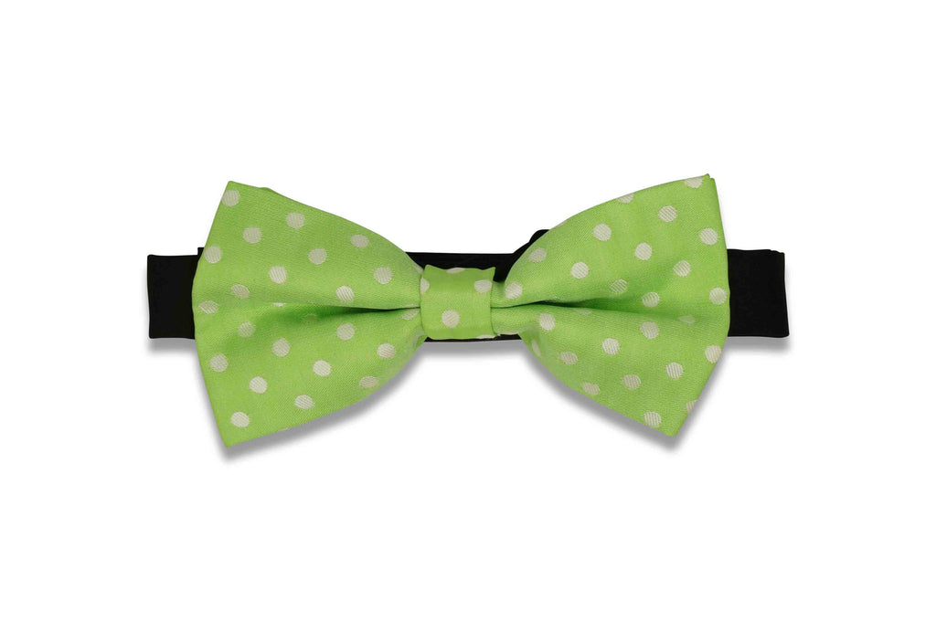 Lime Dotted Bow Tie (PRE-TIED)