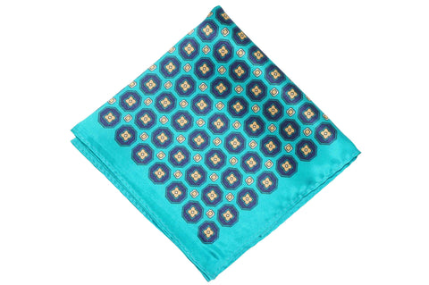 Medal Blue Silk Pocket Square