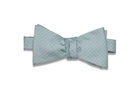 Mint Pin Dots Silk Bow Tie (Self-Tie)
