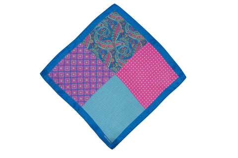 Multi Blue Silk Pocket Square