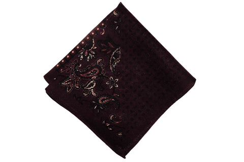 Multi Burgundy Wool Pocket Square