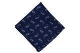 Navy Paisley Wool Pocket Square