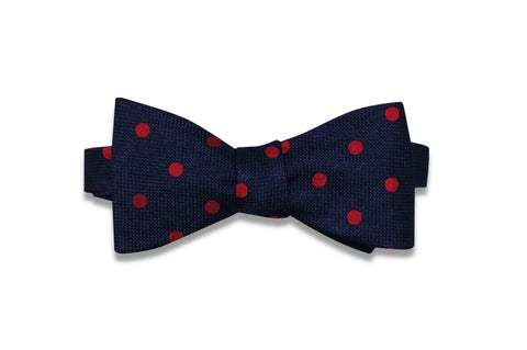 Navy Red Dots Silk Bow Tie (self-tie)