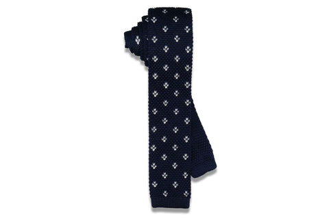 Navy Stars Knitted Skinny Tie