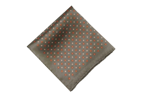 Orange Flowers Silk Pocket Square