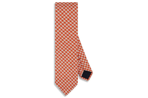 Orange Houndstooth Wool Skinny Tie