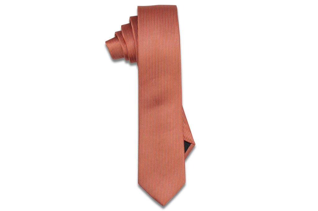 Orange Pin Stripes Silk Skinny Tie