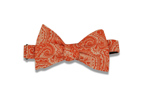 Orange Red Patterned Cotton Bow Tie (self-tie)