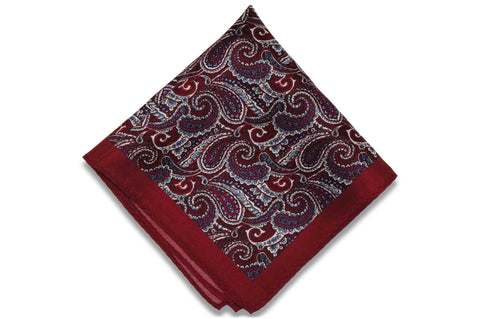 Paisley Maroon Silk Pocket Square