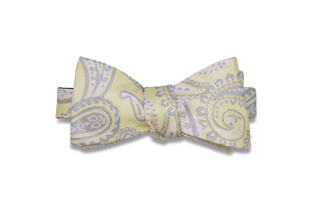 Pale Edge Paisley Silk Bow Tie (self-tie)