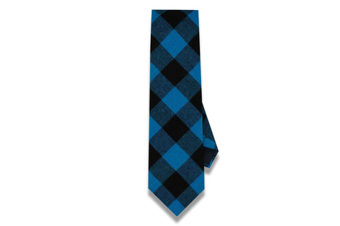 Parker Plaid Blue Cotton Tie