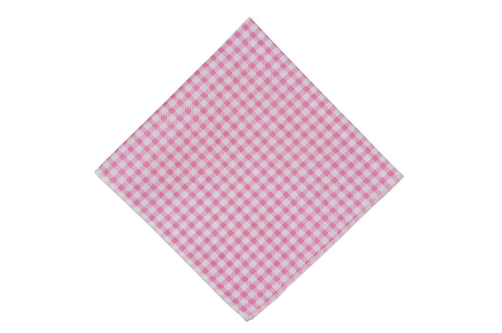 Pink Gingham Cotton Pocket Square