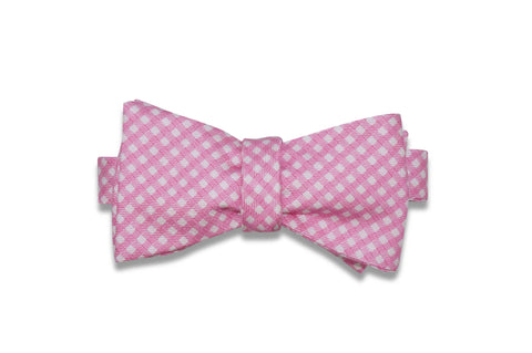 Pink Gingham Silk Bow Tie (Self-Tie)