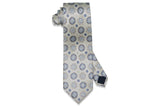 Platinum Circle Flowers Silk Tie