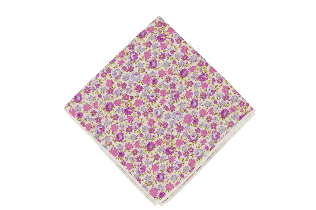 Purple Floral Cotton Pocket Square