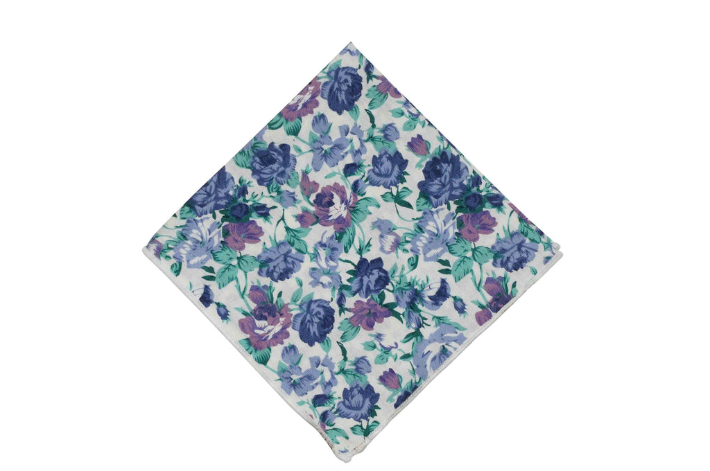 Purple Green Floral Cotton Pocket Square